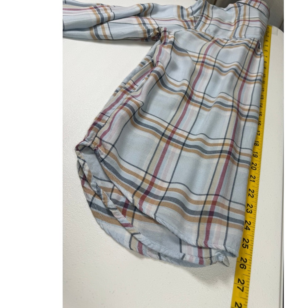 Abercrombie & Fitch Plaid Button Down Women M Blue Viscose Coastal Preppy Fall - Picture 6 of 7